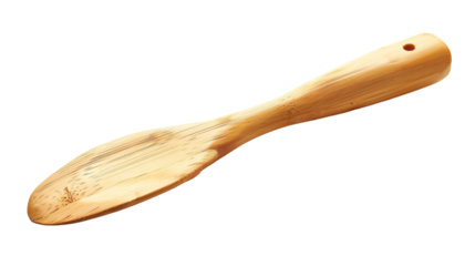 Elegant Wooden Spoon on White Canvas