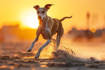 Cute dog - jack Russell terrier with sunglasses, enjoying on the beach. Generate Ai. Beautiful simple AI generated image in 4K, unique.