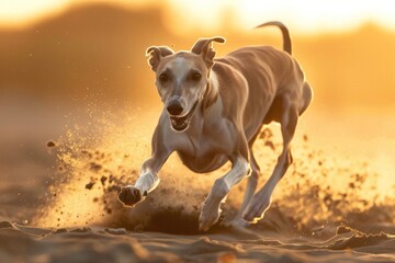 Cute dog - jack Russell terrier with sunglasses, enjoying on the beach. Generate Ai. Beautiful simple AI generated image in 4K, unique.