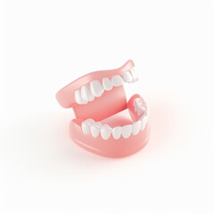 Obraz premium human dentures, jaws icon in 3D style on a white background