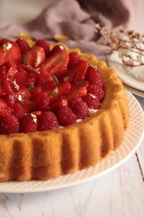 tarte aux fraises et aux framboises