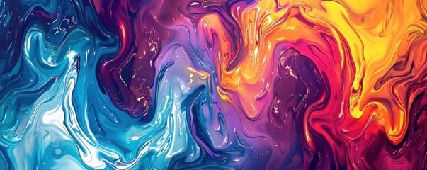 Fototapeta premium A colorful swirl of paint with a blue and yellow section. The blue section is the most prominent and the yellow section is the second most prominent. The swirl is very abstract
