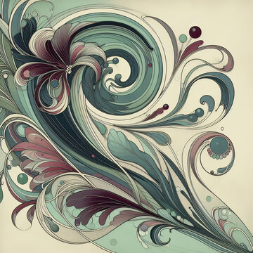 fregio motivo in stile art nouveau floreale liberty francese per pattern parato mattonella decorativo illustrativo