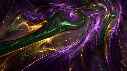 Emerald wisps dancing gracefully over a hypnotic tapestry of royal purple hues.