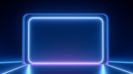  glowing blue and purple neon frame on a dark background.