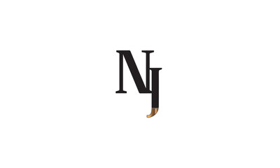 NJ, JN , J , N , Abstract Letters Logo Monogram	