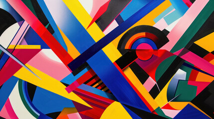Immerse yourself in the vibrant energy of abstract geometry, where bold lines and sharp angles intersect to create a visually stimulating experience
