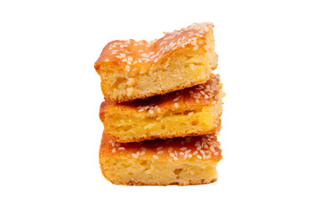 Freshly baked corn bread with sesame seeds