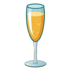 Cartoon glass of orange juice on white background