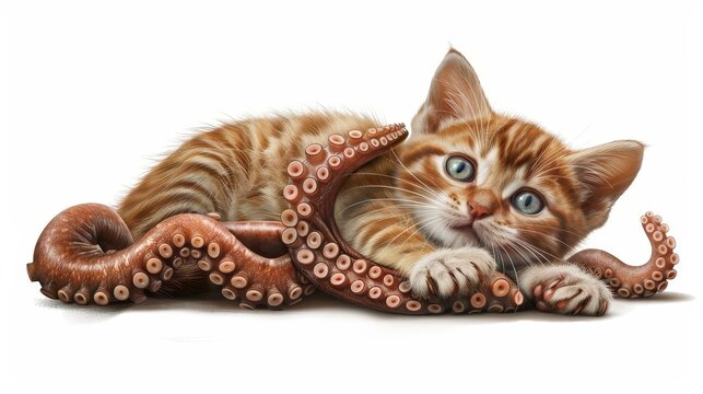 A fantastical creature, part cat, part octopus, climbs with ease.