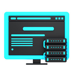 Web 3D icon concept. 3d illustration of data management. isolated on transparent png background