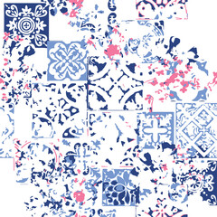 Obraz premium Tribal vector ornament. Seamless African pattern. Ethnic carpet style. Geometric . Geo print textile Cloth.Vector fabric Abstract digital printing linen