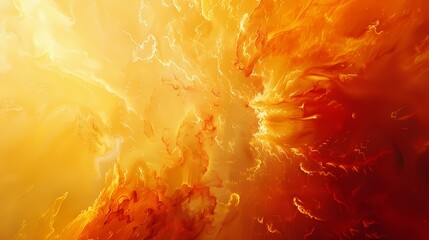 Fiery red and golden yellow collide in a dynamic explosion, capturing the intensity of a summer sunset in abstract form.