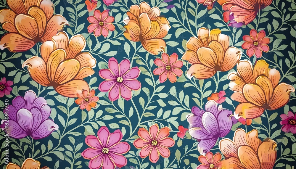 Wall mural seamless floral pattern design 9