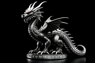 Iron Dragon figurine. Digital illustration.