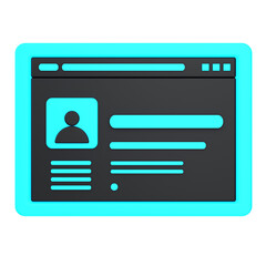 Web 3D icon concept. 3d illustration of user profile. isolated on transparent png background