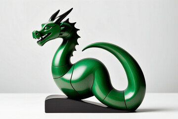 Abstract Wooden Dragon figurine. Digital illustration.