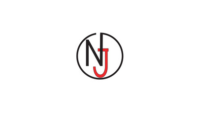 NJ, JN , J , N , Abstract Letters Logo Monogram	