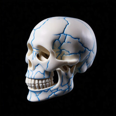 Figurine of skull. Isolated on black background.