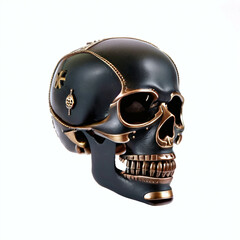 Skull made of leather. Isolated on white background. Digital illustration.