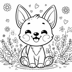 Obraz premium Cheerful Pup: Fun Coloring Page for Kids