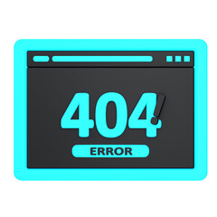 Web 3D icon concept. 3d illustration of web error 404. isolated on transparent png background