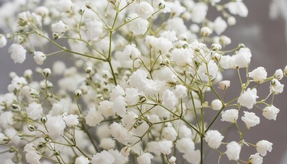 small beautiful romantic gypsophila bunch flowers and branches elegant macro wallpaper invitation or postcard