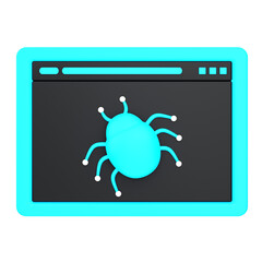Web 3D icon concept. 3d illustration of website bug. isolated on transparent png background