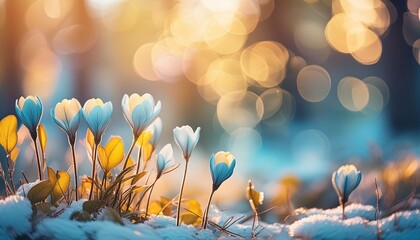 blue yellow winter spring colorful gradien bokeh glowing background