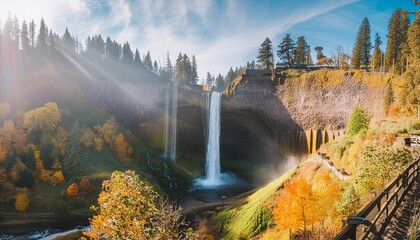 fall colors during autumn in silver falls state park in oregon