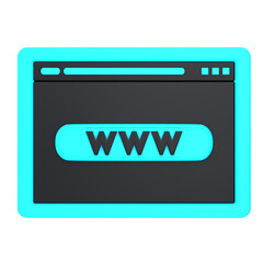 Web 3D icon concept. 3d illustration of www. isolated on transparent png background