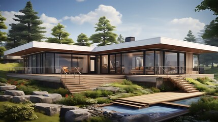 Fototapeta premium Timeless Elegance: Portrayal of a Mid-Century House