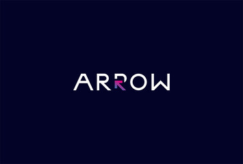 Arrow Logo, letter R as Arrow in text Arrow typography logo, vector illustration