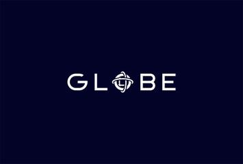 Globe Logo, letter O with globe icon combination in text Globe typography logo, vector illustration