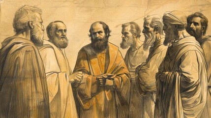 Fototapeta premium The Council at Jerusalem with Apostles Discussing Gentile Believers - Biblical Illustration