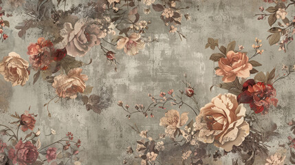 Unleash the beauty of vintage aesthetics with a floral wallpaper design, boasting intricate details and muted colors that offer a nostalgic and romantic ambiance