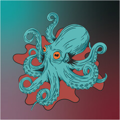 Hand drawn octopus drawing illustration Vector