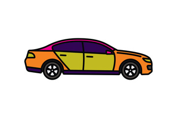 Original vector illustration. A passenger car. A contour icon.