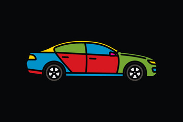 Original vector illustration. A passenger car. A contour icon.