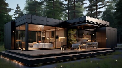 Obraz premium Modern Marvel: Portrayal of a Cutting-Edge House