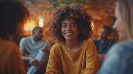 Engaged conversation about life insurance benefits at the community center, diverse group with brochures
