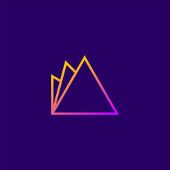 Abstract three stacked triangle logo with gradient.