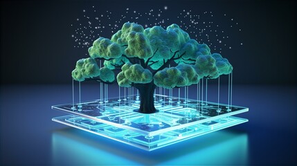 A 3D illustration of a global network concept showingcasing digital communication and technology