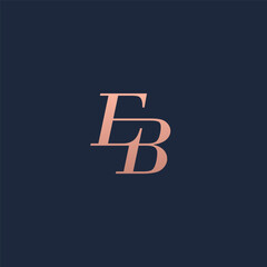 E & B monogram logo fashion - gold color