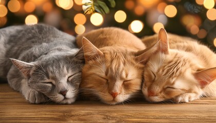 3 sleeping cats