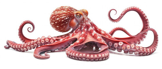 sea octopus animal whole body isolated on white background 