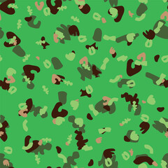 Army Dirty Canvas. Digital Green Camouflage. Seamless Camo Print. Modern Beige Texture. Brown Camo Print. Woodland Vector Camouflage. Urban Hunter Pattern. Seamless Brush. Fabric Abstract Background.