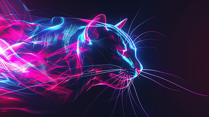 Slick, glossy black surfaces intersected by glowing red and blue neon lines, conveying a high speed data network in motion