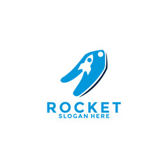 Shop with rocket logo design template. shopping logo design inspiration, shop logo template