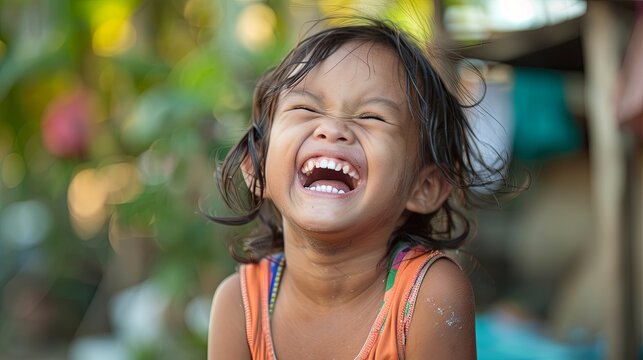 Contagious laughter Child filled with contagious joy and laughter
